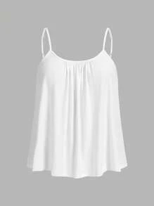 SHEIN EZwear 3pcs/Set Plus Size Women Pleated Loose Strappy Camisole With Adjustable Straps, Suitable For Spring And Summer  Multiple Pieces Back To School