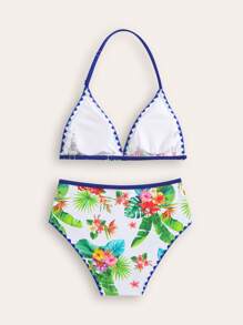 New Arrival Tween Girl Plant Print 2 Pieces Bikini Set - Multicolor - View 2