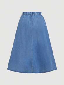 SHEIN MOD Váy denim hình ô giặt thường ngày cỡ lớn - Rửa nhẹ - Xem 2