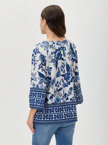 Miaspire Floral Print Raglan Sleeve Blouse