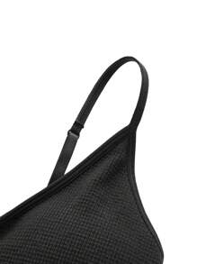 Ocili Leisure Seamless Solid Color Textured Women Camisole Bra And Thong Lingerie Set - Black - View 6
