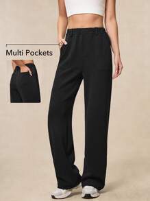 OutZeal Pantalones anchos de cintura alta y suaves con ajuste de cintura, pantalones de trabajo para todo el día para mujer