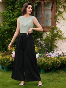 Vintamour 复古休闲度假女式白色蕾丝边衬衫，春夏外出上衣 Cottagecore 女式上衣圆领度假女式夏季抹胸女式度假夏季上衣节日 1960 年代母亲节夏季上衣节日教师