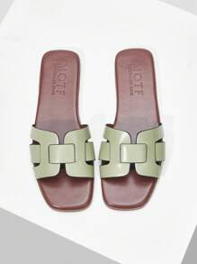 MOTF PREMIUM 舒适简约风格女士平底凉鞋，优雅校园用品，适合返校、圣诞节、新年假期、情人节 - 綠色 - 查看 10