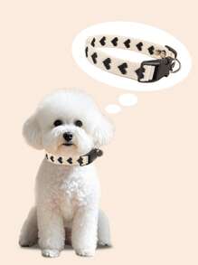 1 chiếc vòng cổ mềm mại họa tiết trái tim bằng vải jacquard thích hợp cho mèo và chó nhỏ (không thích hợp cho chó lớn) - màu đen - Xem 2