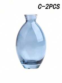 SHEIN 1 Pc Blue Glass Bud Vase, Modern Decorative Small Mini Flowers Vases Short Minimalist Aesthetic Home Decor Vintage Cute Handmade Tiny Wedding Table Centerpieces For Single Flower Rose,Home Decor,Flower Vase,Centerpiece,Table Decor