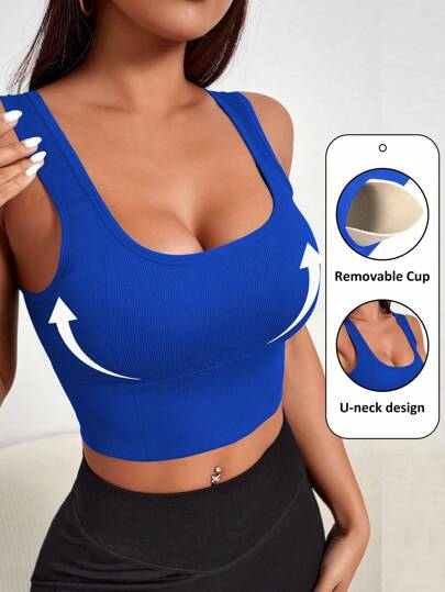 Core Rhythm Seamless Solid Ribbed Fitness Cropped Sports BH