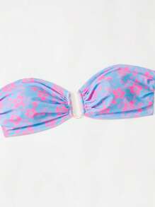 SHEIN Swim Curve 1 Set Women's Plus Size Random Print Casual Swimsuit - Black and White - View 3