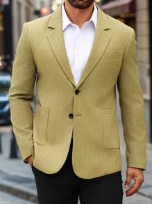 Manfinity Mode Herren Sakko Einfarbig mit Kragen, Langarm Business Reise Anzug, Herren Einfarbiges einfaches Langarm Anzugjacke für den täglichen Gebrauch, geeignet für Partys