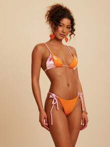 Travachic Set di bikini sexy da donna con stampa di palme, outfit estivi per vacanze, casual, boho, costume da bagno vita alta, outfit estivi per donna, outfit per rave e festival, outfit per spiaggia, abito stile contadina