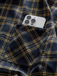 AXEPEAK Men's Plaid Contrast Color Simple Fashion Shirt, Streetwear Fashion - Yellow - View 6