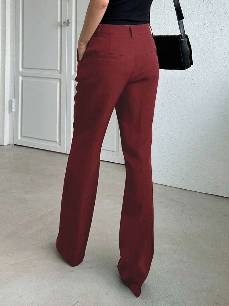 Casual Business Style Plain Straight Regular Fit Pants,Women Dress Pants