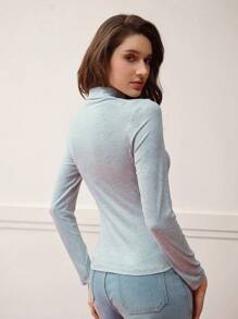 MOTF PREMIUM MOCK NECK SLIM FIT T-SHIRT - Light Grey - View 4