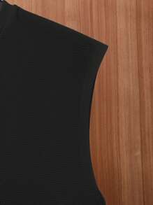 SWAVVY Men Letter Patched Detail Tank Top - Black - View 6