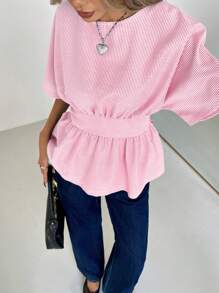 Siren Gaze 女士条纹扭纹后背短袖休闲衬衫