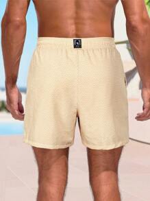 Manfinity Men's Drawstring Waist Casual Beach Shorts - Beige - View 2