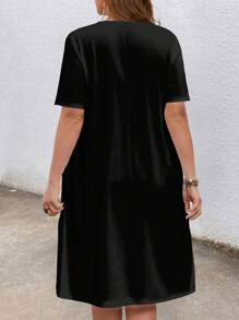 EMERY ROSE Plus Size Tropical Floral Print Vacation Dress - Black - View 2