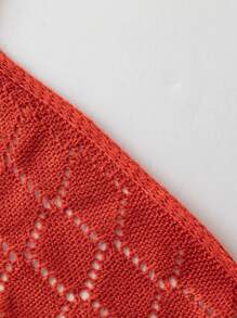 Olithes 2025 新款欧式简约性感镂空性感吊带系带女式针织上衣 - 橘色 - 查看 4