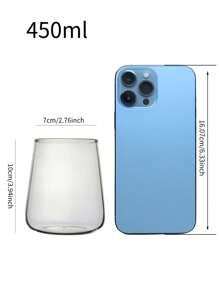 450/550ml Ins Style Transparent Glass Cup With High-Temperature Resistance, Suitable For Iced Coffee/ Juice/ Cold Drink, 1 Piece - Multicolor - View 7