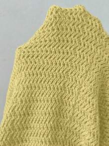 Roylia Vacation Elegant Floral 3D Decor Backless Cutout Knit Dress - Yellow - View 4