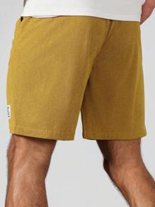 Manfinity Homme Men's Letter Graphic Drawstring Waist Pocket Shorts Men Summer Clothes Men Shorts - Yellow - View 2