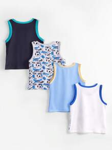 4pcs/Set Young Boy Colorful Football Graphic Print Sleeveless Tank Tops - Multicolor - View 2