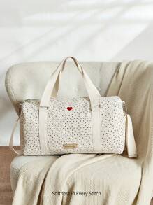 Cozy Pixies Bolso de tela con estampado de lunares en forma de corazón, adecuado como bolso de maternidad para mamás embarazadas para llevar al exterior