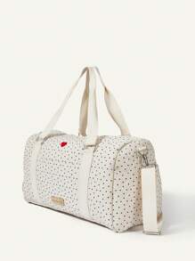Cozy Pixies Bolso de tela con estampado de lunares en forma de corazón, adecuado como bolso de maternidad para mamás embarazadas para llevar al exterior