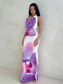 Aloruh Women's Spring And Summer Music Festival Deep V Sexy Leopard Print Sequin Lace Tight Halterneck Mini Dress,Bohemia - Multicolor - View 4