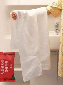 1条装一次性压缩浴巾，白色便携70cm*140cm植物纤维一次性浴巾，适合男女出差旅行日常护理居家浴室装饰夏季度假沙滩必备 - 白色 - 查看 2