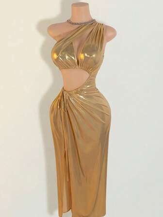 BamGleam 女士时尚性感金属镂空连衣裙