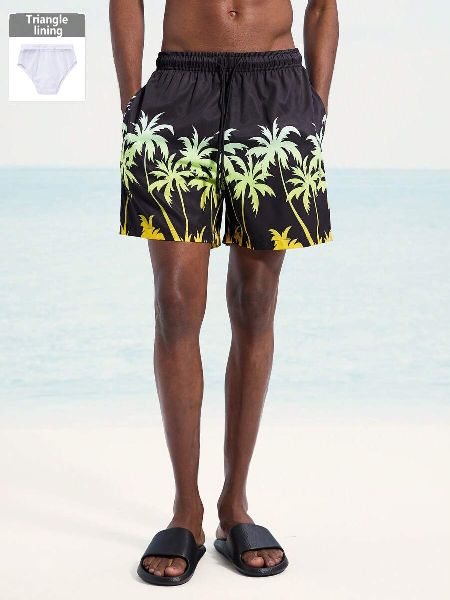 Surfspeed Men's Casual Coconut Tree Print Beach Shorts - Multicolor - View 1