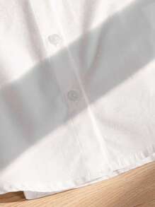 SHEIN 青少年女孩休闲修身无袖收腰白衬衫，返校季 - 白色 - 查看 10