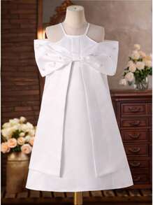 Tween Mädchen Riemchen Perlen Perlen weiß elegante Party tragen Luxus Prinzessin Kleid - Weiss - Übersicht 1