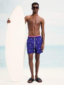 Surfspeed Men's Casual Shark Print Beach Shorts - Multicolor - View 4