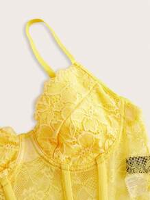 Sweetina Women Floral Lace Slim-Fit Camisole Tank Top - Yellow - View 4