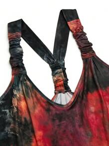 SHEIN Holidaya Damen Große Größen Batik Bedruckter Jumpsuit mit Trägern, weites Bein, locker, bohemian Stil