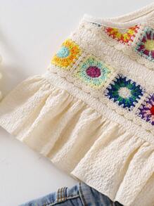 Young Girl Casual Floral Embroidery Camisole Top, Cute Suitable For Outdoor Activities In Summer