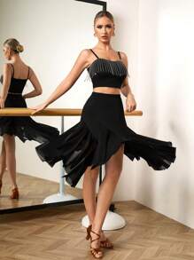 Mulvari Oversized Tulle Asymmetrical Hem Women Dance Skirt