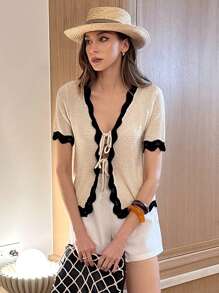 Chiquease Cárdigan ligero con ribete degradado