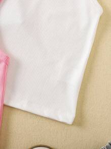 SHEIN 3pcs Young Girl Simple Fashion Versatile Round Neck Casual Tank Tops, Summer,Holiday,Summer,Travel, School, Campus, College - Multicolor - View 5