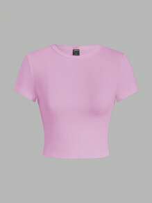SHEIN EZwear 4件套休闲圆领短袖修身女式T恤，适合夏季穿着 - 彩色 - 查看 7