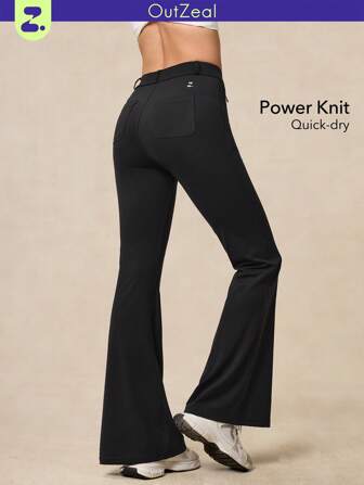 OutZeal Damen Sweatabführende Tight-Fit Hose mit hoher Taille und Glockenform aus Nylon-Funktionsstoff für Wandern