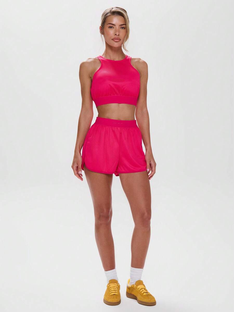 Musera Sport High Rise Mesh Running Shorts, Active, Workout, Gym, Padel, Tennis, Pickleball Gym Fitness - Hot Pink - View 1