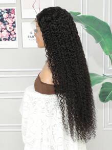 13x4 Jerry Curly Lace Front Wig Human Hair 30-36 Inch Transparent Lace Frontal Wig 150%-200% Density Natural Color Pre Plucked Natural Hairline Melted Lace Soft Bouncy Defined Curls Seamless Blend Perfect For Birthday Party Date Vacation Daily Wear - S1 - View 3