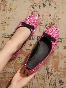 CUCCOO TILAWA Women's Flat Shoes With Glitter Decor, Simple & Practical Multifunctional - Pink - View 1