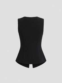 Sweetra Veste-cardigan sans manches décontractée mais professionnelle avec boutons dorés sur le devant, pour le printemps/été, tailles plus