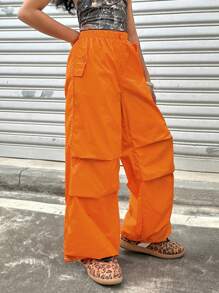 Coolane Kids Tween Girl 春夏街头装运动橙色降落伞裤 - 橘色 - 查看 6