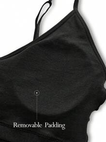 Ocili Leisure Seamless Solid Color Textured Women Camisole Bra And Thong Lingerie Set - Black - View 4