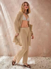 EURMUSE Woman Shiny Cover Up Set, For Summer Beach Vacation - Camel - View 5